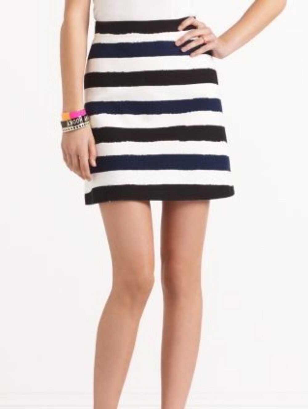 🐢 Kate Spade Skirt The Rules! Black white and navy lined skirt.  Size 2.